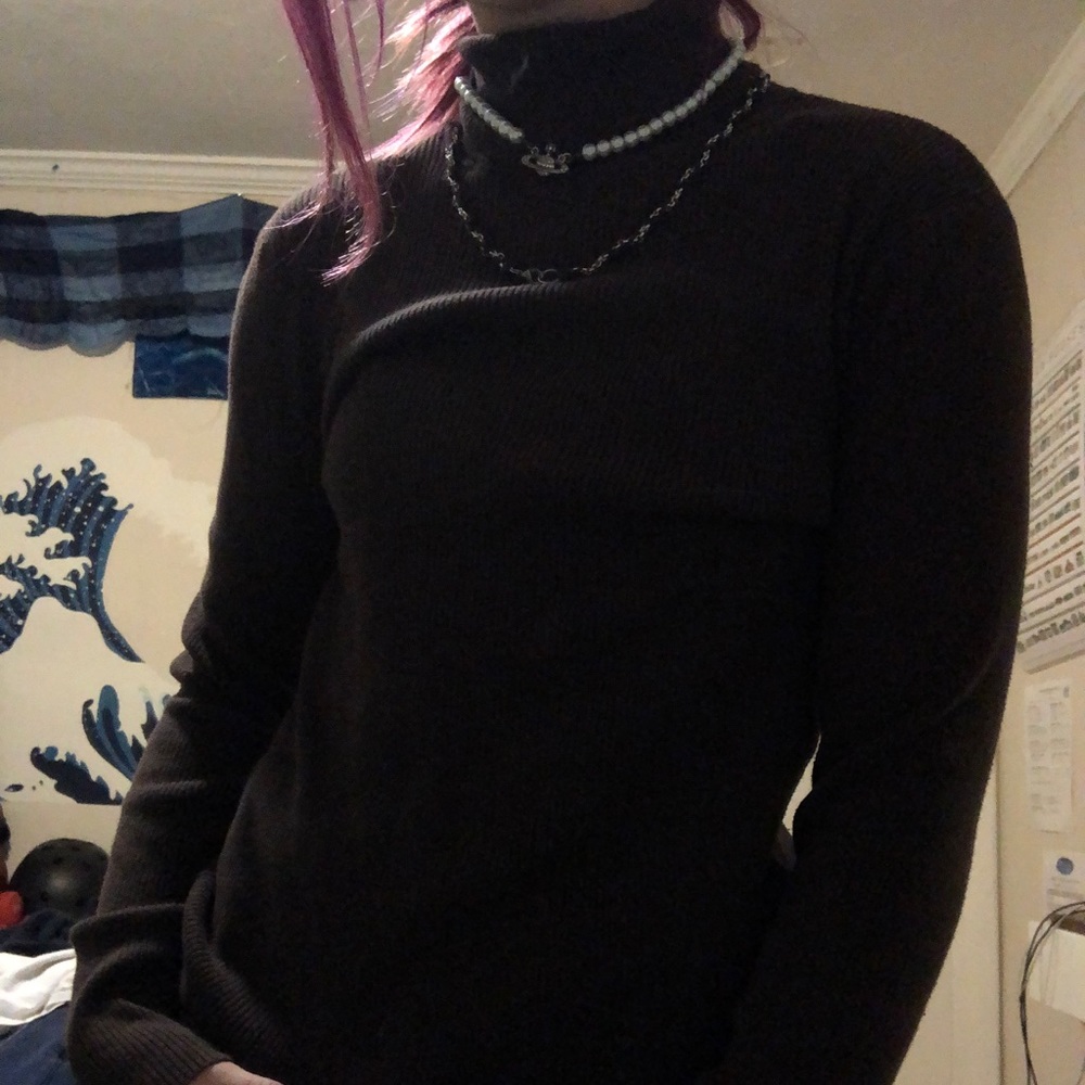 Brown turtle neck